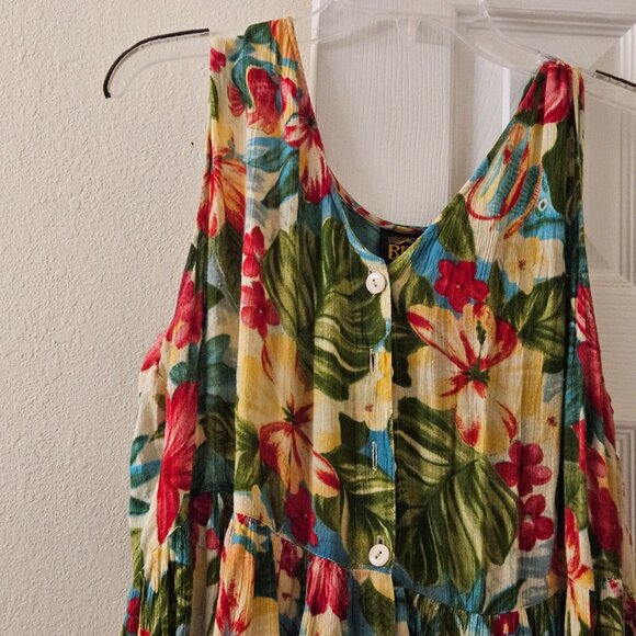 Bilia Floral Vibrant Colorful Fall Green Hot Pink midi pockets dress m - Picture 10 of 10